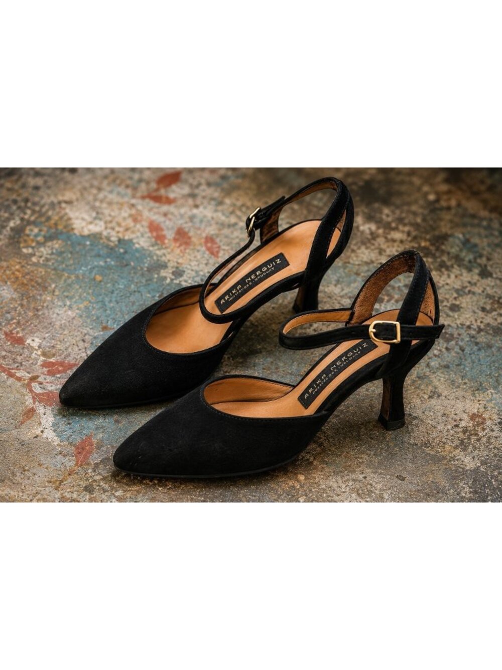 Arika Nerguiz Argentine Tango Dance  Shoes Black Suede Mary Jane Slingback 5.5